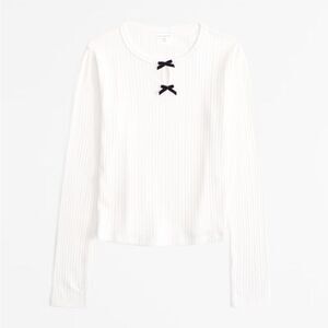 Abercrombie Girls long-sleeve pointelle bow tee